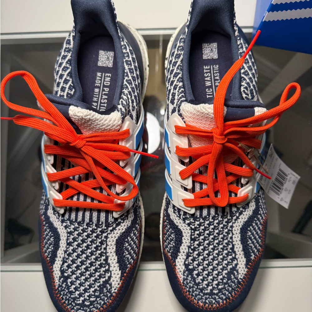 adidas Ultraboost DNA Athletic Shoes - Navy, White, and Orange - Picture 4 of 5